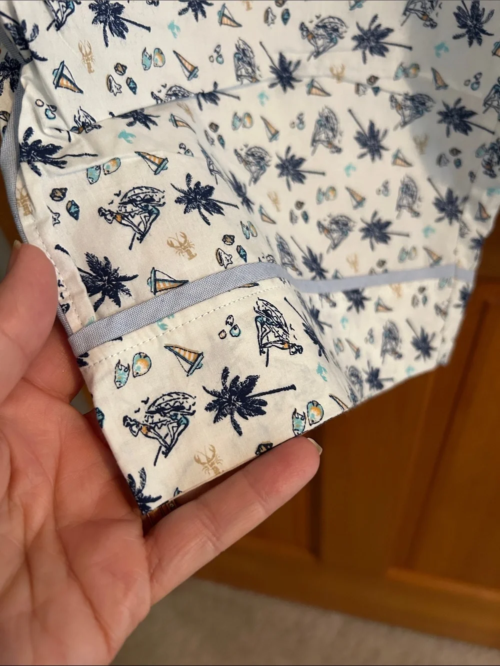 Tommy Hilfiger Navy Top and White Floral Pajama Pants Set